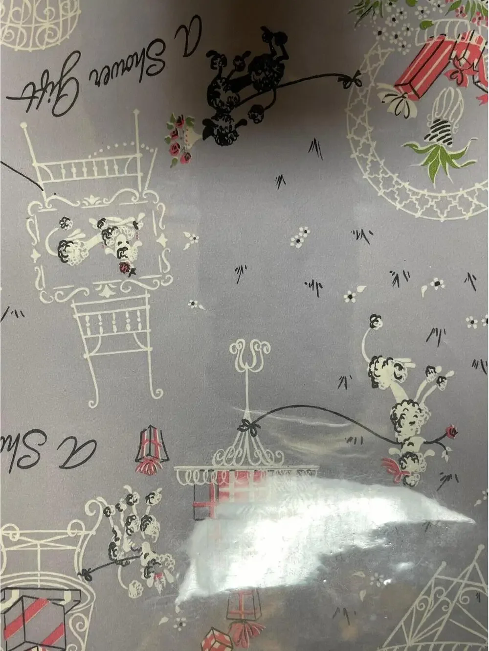 Vintage 1950s Whitman Poodle Gift Wrap: Bridal Shower, New Old Stock
